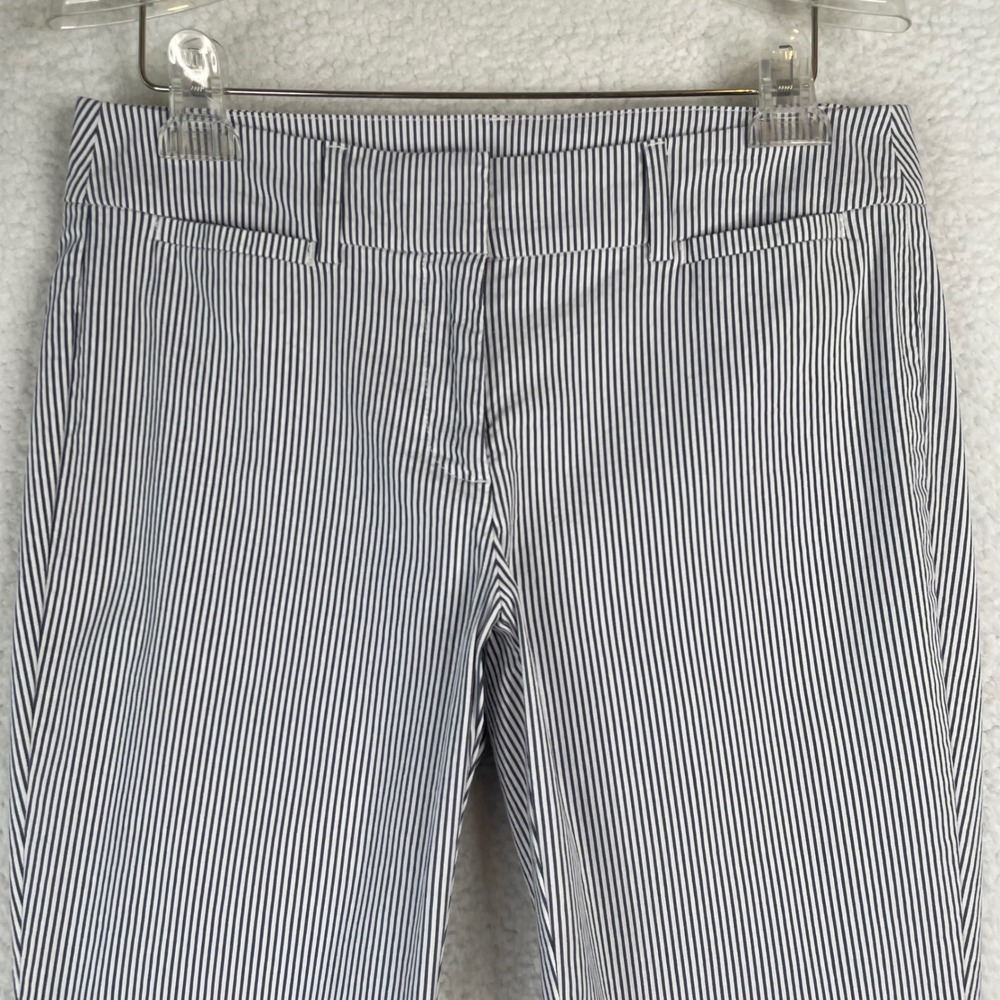 Ann Taylor Factory Blue White Striped Ankle Pants 6P Petite Career Trousers